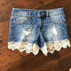 Altard state jean shorts with lace